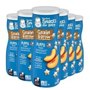 (6 Canisters) Gerber Puffs Peach, 1.48 oz. Puffs pink