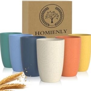 Homienly Drinking Glasses Premium Wheat Straw Unbreakable Cups